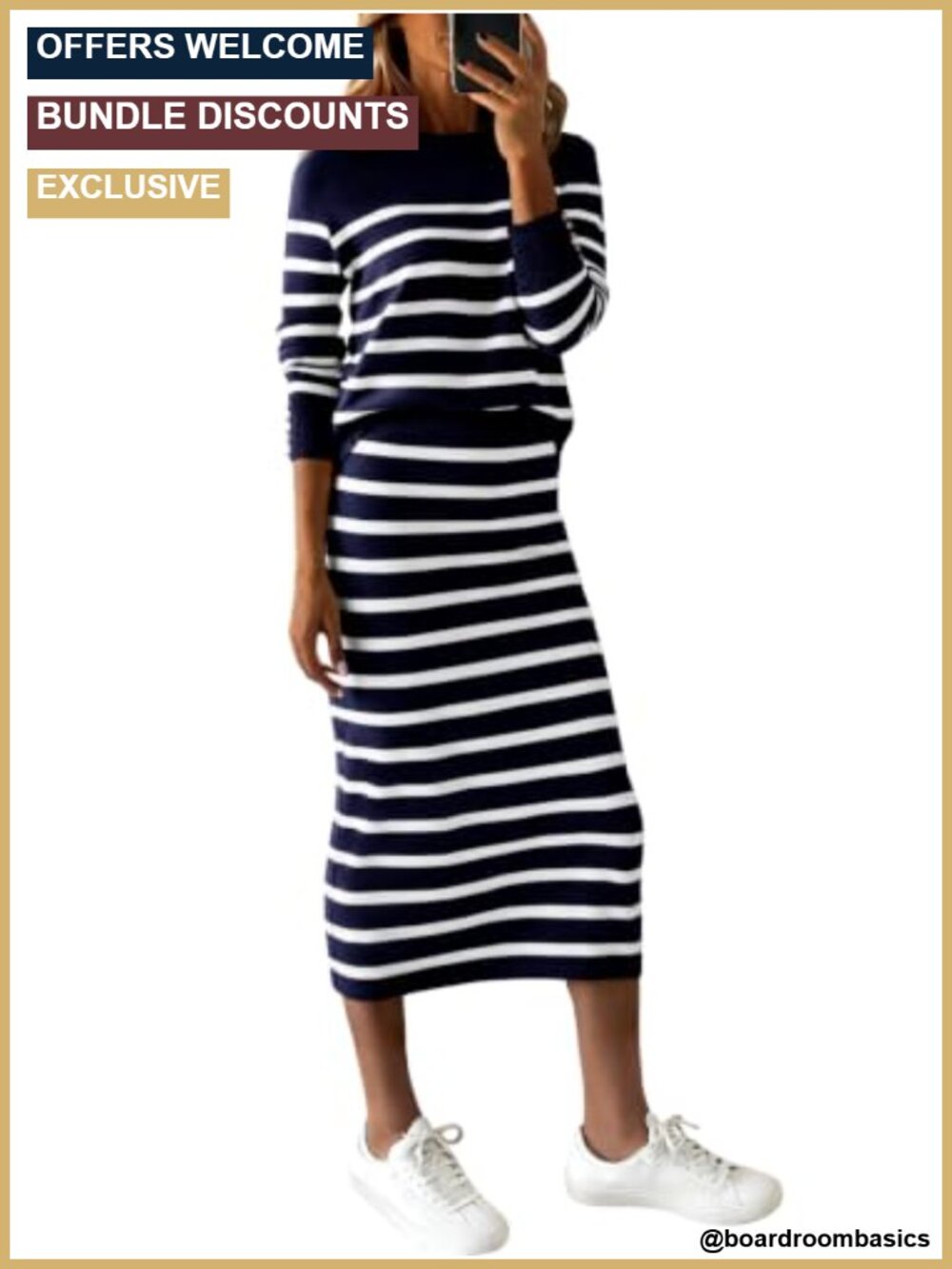 Women's 2 Piece Knit Skirt Set Striped Lounge Travel Outfit